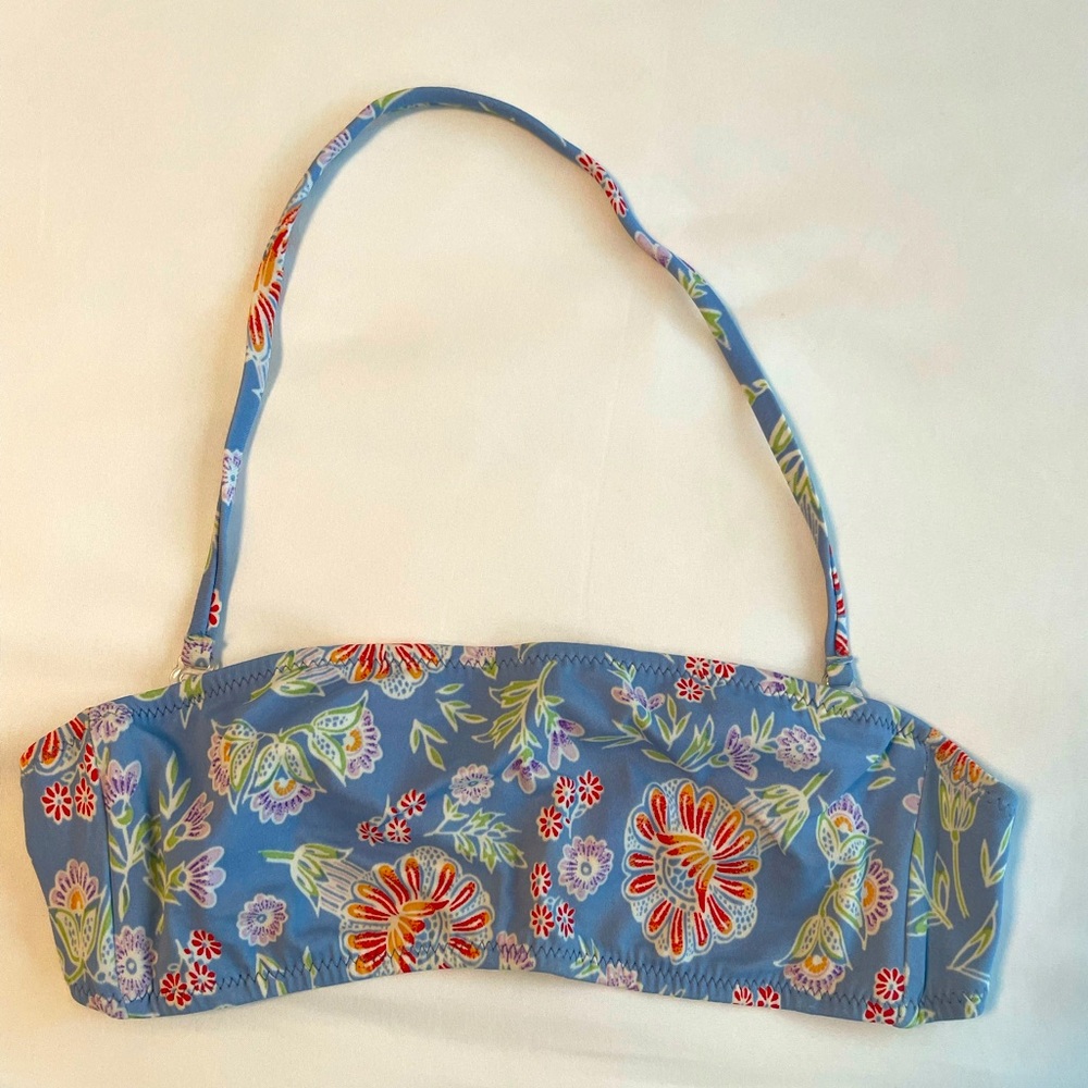 VTG J. Crew Floral Blue Bikini Top - XS